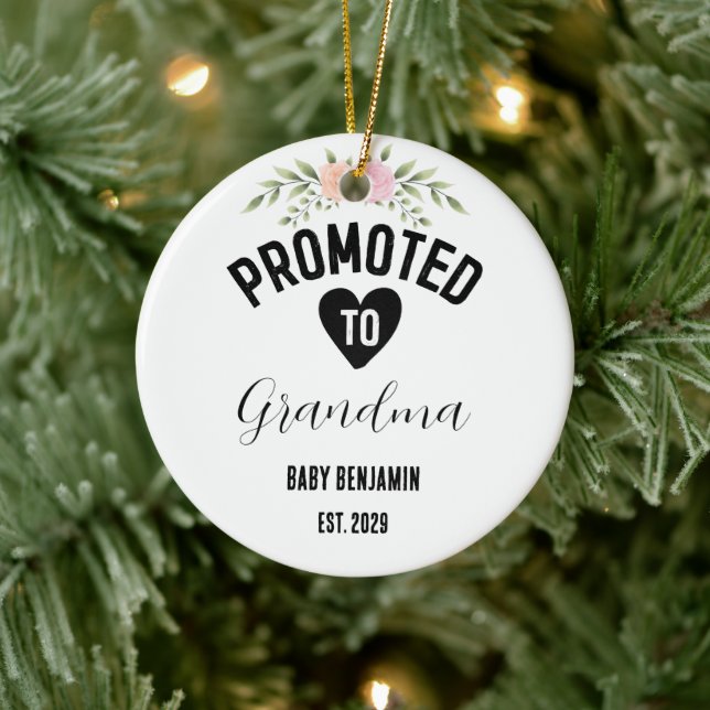 Befördert zu Oma Personalisiert Baby Name Keramik Ornament (Baum)