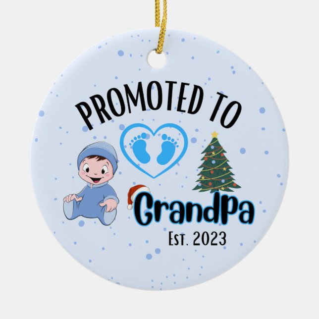 Befördert zu Opa - Baby Boy Xmas Ornament (Vorne)