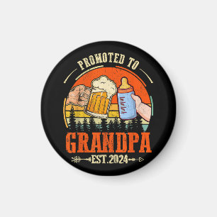 Befördert zu Opa Est 2024 Retro Väter Day New Magnet