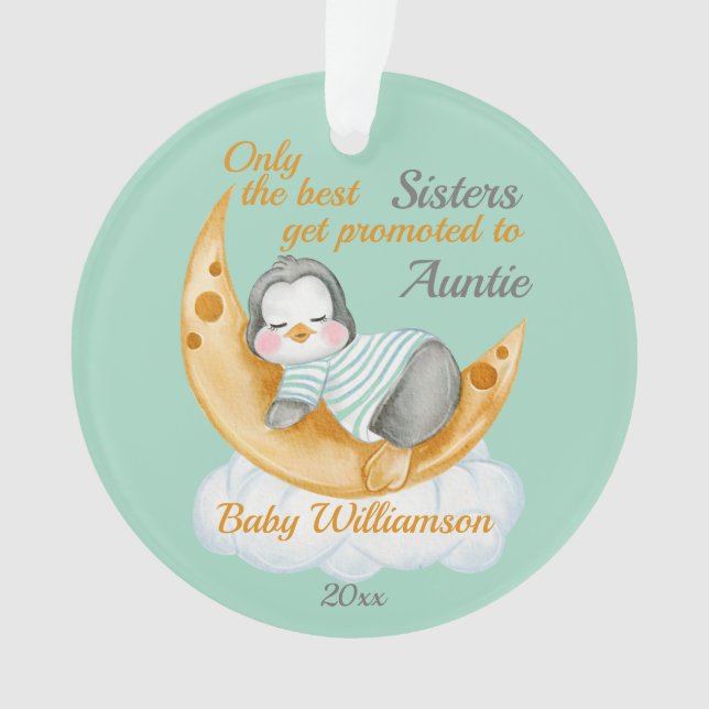 Befördert zu Tante Baby Penguin Ornament (Vorderseite)
