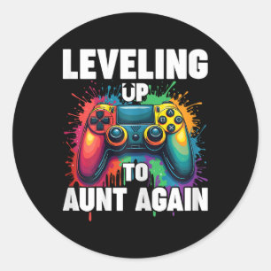 Befördert zu Tante Geschlecht Enthüllung Leveling Runder Aufkleber