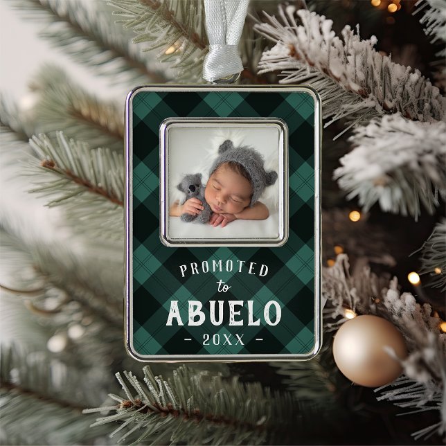 Befördert zum Abuelo Baby Foto Rahmen-Ornament Silber (Von Creator hochgeladen)