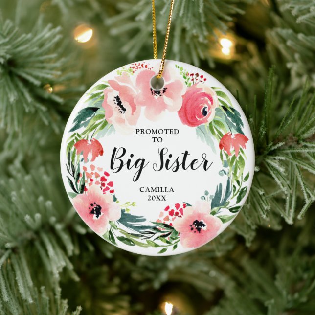 Befördert zum großen Schwester Personalisierten Bl Keramik Ornament (Baum)