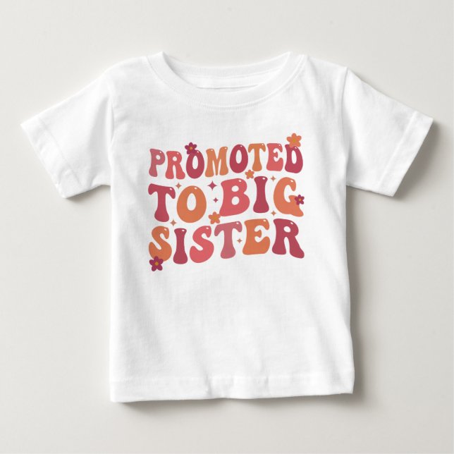 Befördert zum großen Schwestern Groovy Fall Baby T-shirt (Vorderseite)