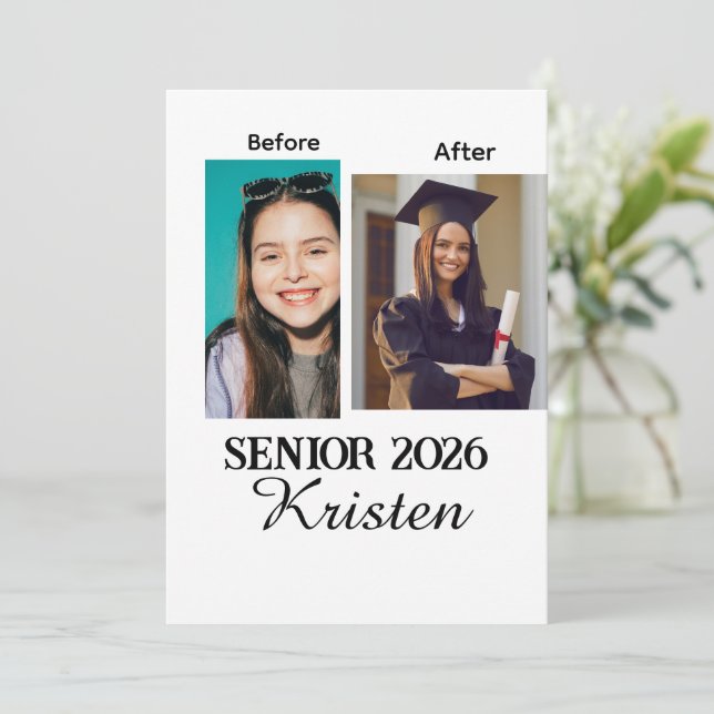 Before and after photo personalized graduation  (Stehend Vorderseite)