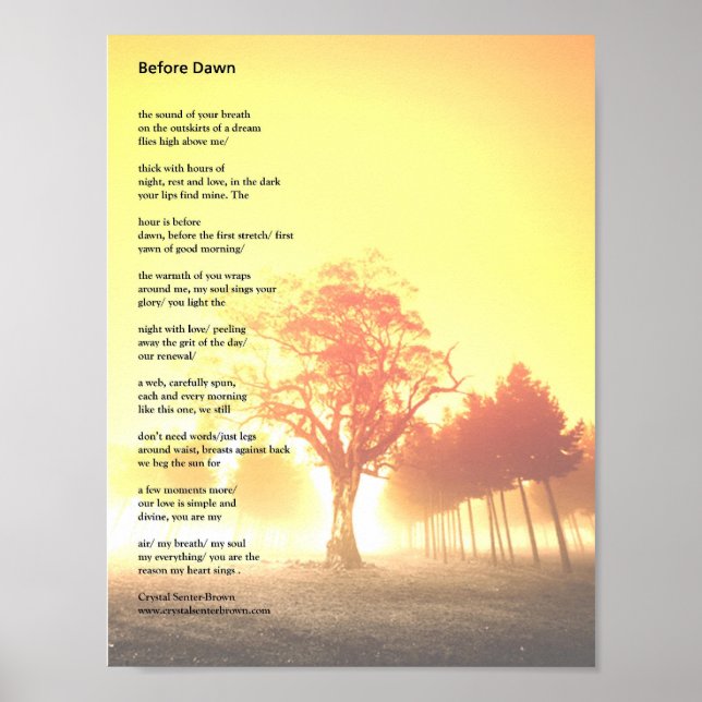 "Before Dawn" poem Poster (Vorne)