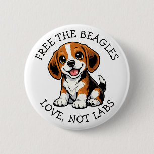 Befreit die Beagles, Liebe, keine Labore! Button