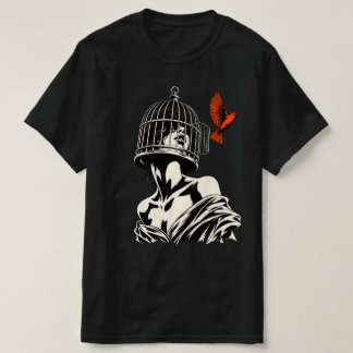 Befreit werdende Frau und Vogel Surrealistische Ku T-Shirt