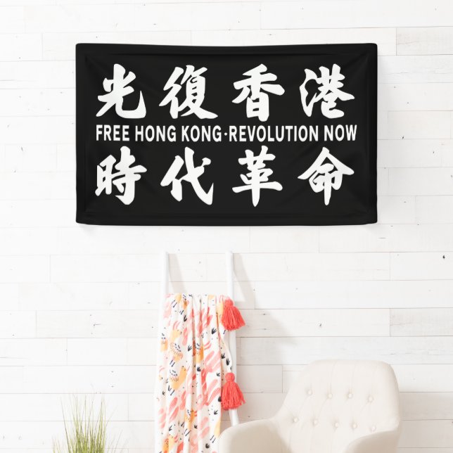 Befreiung Hongkong Revolution Jetzt! Fahne   Banner (Insitu)