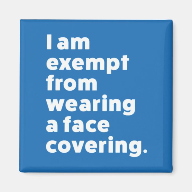 Befreiung vom Tragen eines Gesichts Magnet (Vorne)