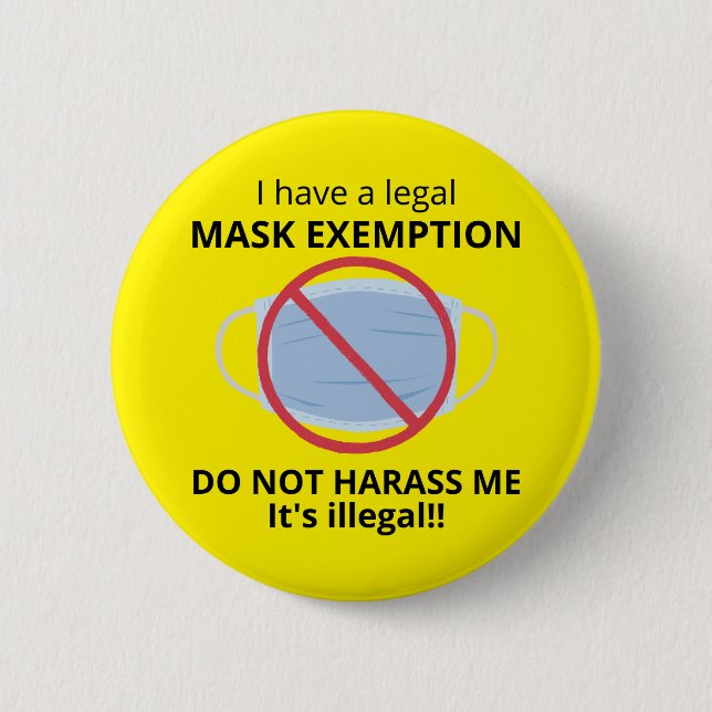Befreiung von der medizinischen Maske Button (Vorderseite)