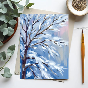 Befrorene Zweige   Winter-Schneebaum-Malerei Postkarte