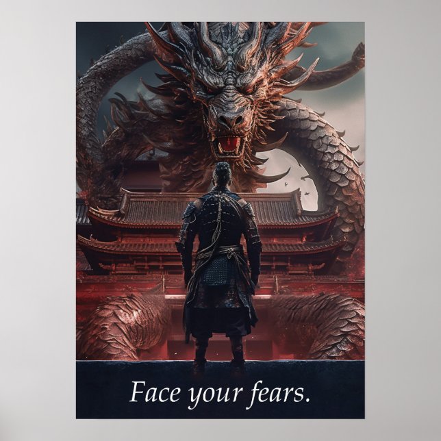 Begegnen Sie Ihre Ängste - Krieger gegen Drache -  Poster (Vorne)