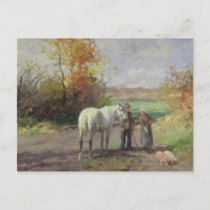 Begegnung auf dem Weg ins Feld, 1897 Postkarte