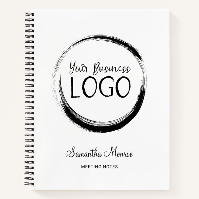 Begegnung mit Minimalistischen Firmenlogos in Weiß Notizbuch (Vorderseite)