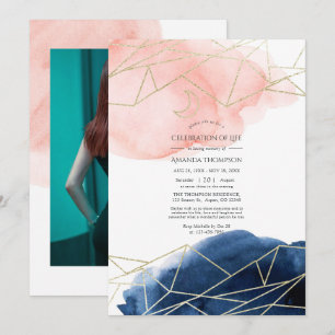 Begegnung von Marine und Blush Watercolor Einladung