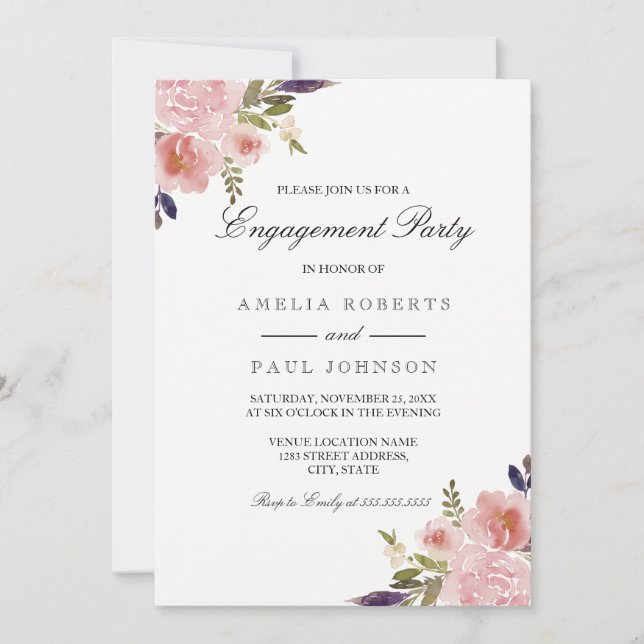 Begegnungspartei "Watercolor Pink Peonies" lädt ei Einladung (Vorderseite)