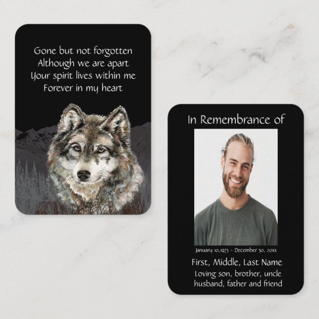 Begehung des Gedenkens an das Leben Wolf Visitenkarte (Vorne/Hinten)