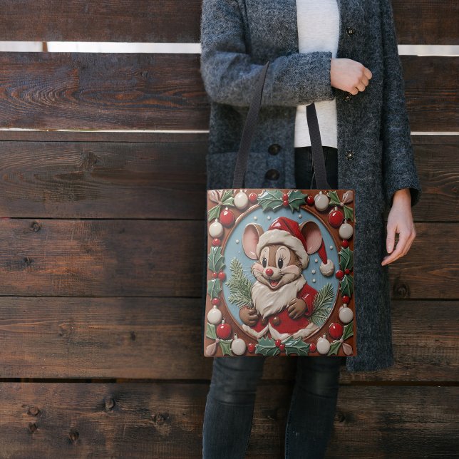Begeisterte Weihnachtsmaus Tote Tasche (Von Creator hochgeladen)