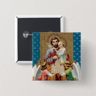 Begeisterter St. Joseph empfängt Vatikane Maquette Button