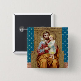 Begeisterter St. Joseph mit Kleinkind-Christkind Button