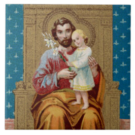 Begeisterter St. Joseph mit Kleinkind-Christkind Fliese