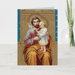 Begeisterter St. Joseph mit Kleinkind-Christkind Karte