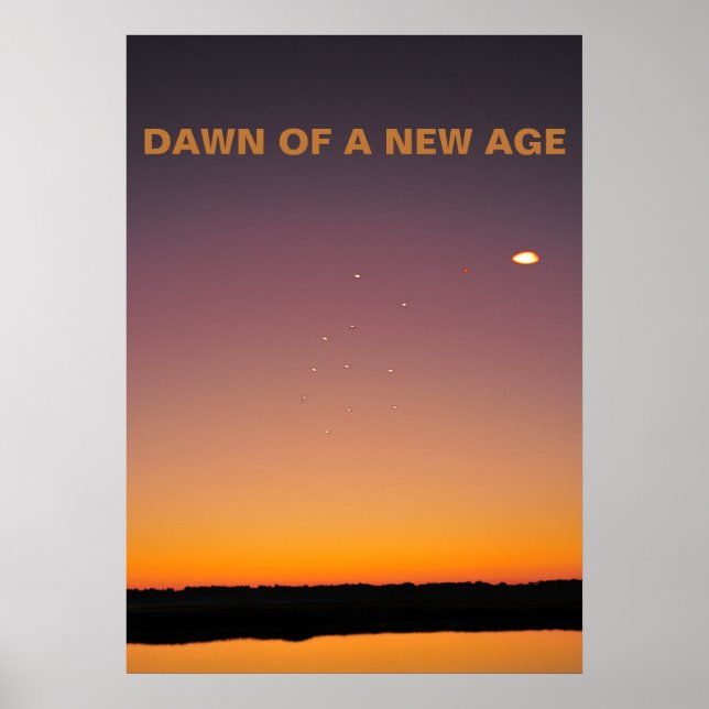 Beginn eines neuen Zeitalters. UFO-Flotte, die die Poster (Vorne)
