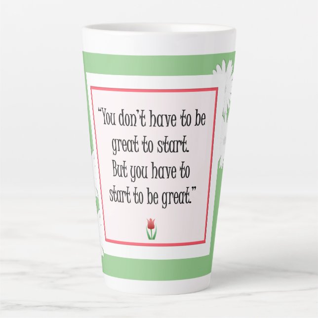 Beginnen Sie mit Großem - Motivierend grüne Tasse (Vorderseite)