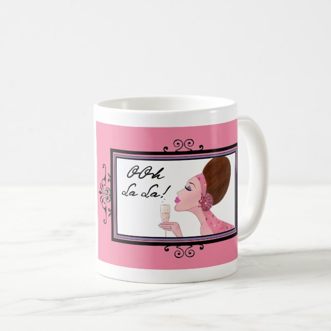 Beginnen Sie mit Kaffee, Ende mit Bubbly... Kaffeetasse (VorderseiteRechts)