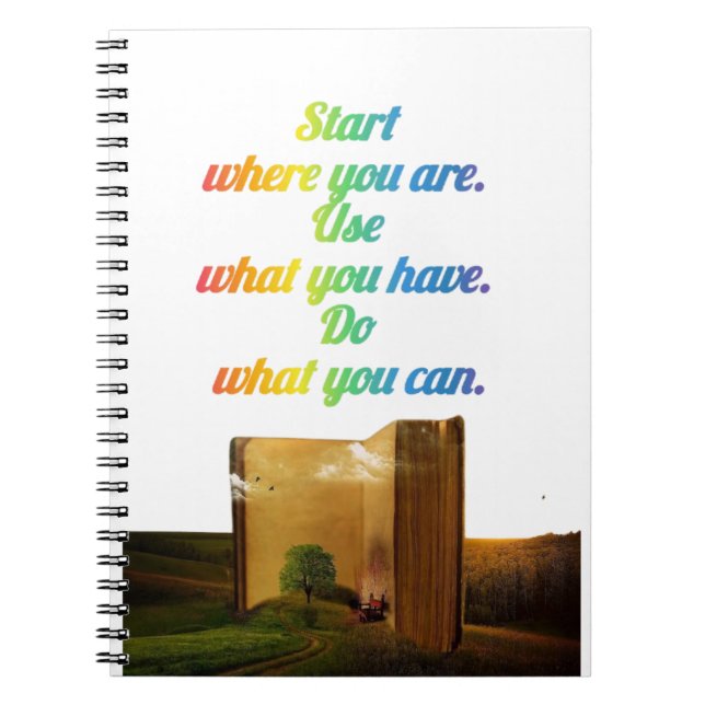 Beginnen Sie, wo Sie sind | Motivierend Angebotshe Notizblock (Vorderseite)