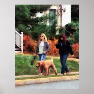BEGINNEN UNTER $20 - gehende Frauen ein Hund Poster