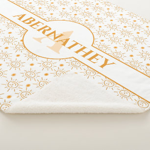 Beginnende Monogramm Name Hand Drawn Sun Sherpadecke