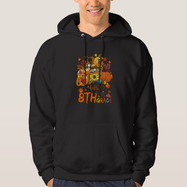 Beginning Of Autumn Fall Teacher Sunflower Hello 8 Hoodie (Vorderseite)