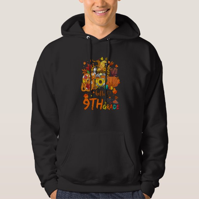 Beginning Of Autumn Fall Teacher Sunflower Hello 9 Hoodie (Vorderseite)