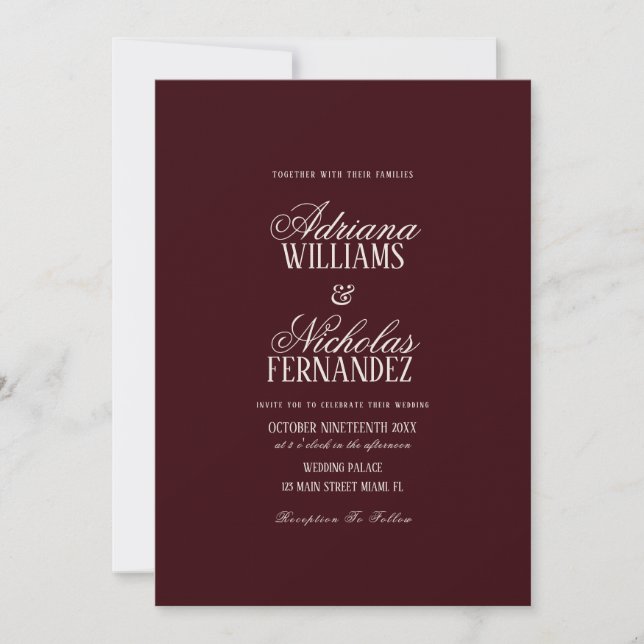 Beginning Of Our Forever Old Money Red Wedding Einladung (Vorderseite)