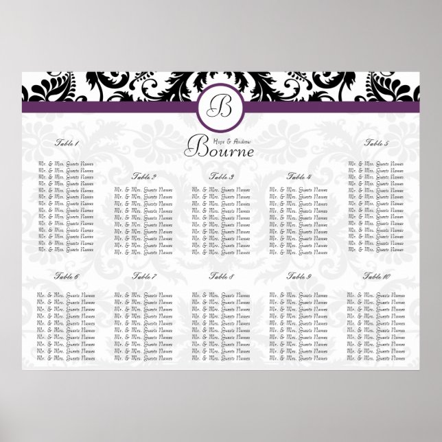beginnt bei $12.80 Tischnummern für Seating Chart Poster (Vorne)