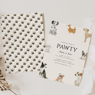 Begleiten Sie uns für ein Pawty Dog Thema Geburtst Einladung