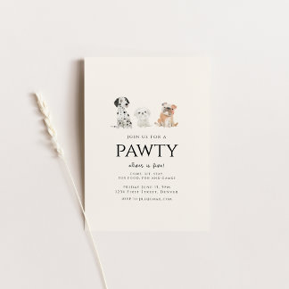Begleiten Sie uns für ein Pawty Dog Thema Geburtst Einladung