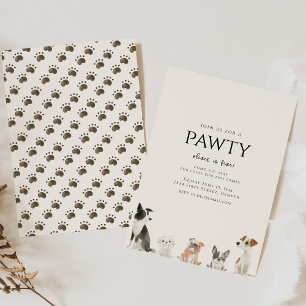 Begleiten Sie uns für ein Pawty Dog Thema Geburtst Einladung