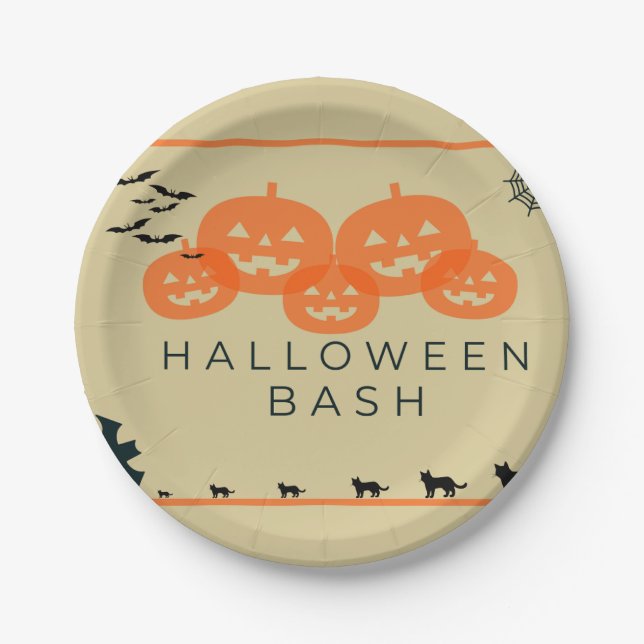 Begleiten Sie uns zu einem Spooktacular Halloween  Pappteller (Vorderseite)