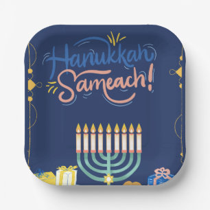 Begleiten Sie uns zu einer fröhlichen Hanukkah-Fei Pappteller
