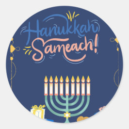 Begleiten Sie uns zu einer fröhlichen Hanukkah-Fei Runder Aufkleber