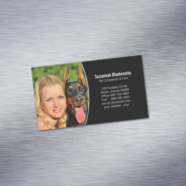 Begleiter Schwarz-weißes benutzerdefiniertes Foto Magnetische Visitenkarte (Beispiel)