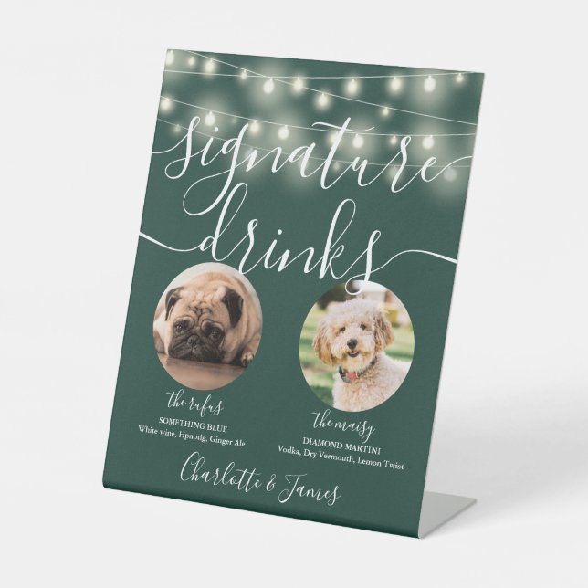 Begleiter Signatur Drinks String Lights Smaragd Sockelschild (Vorderseite)