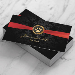 Begleiter sitzend Eleganter Red Ribbon Gold Paw Da Visitenkarte