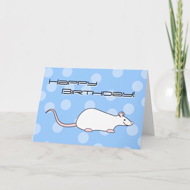 Begleiter Weiße Ratte. Geburtstag Karte (Vorderseite)