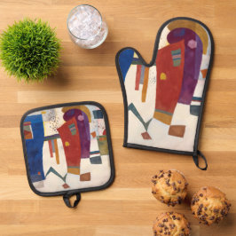 Begleiteter Kontrast, Kandinsky  Ofenhandschuh & Topflappen-Set