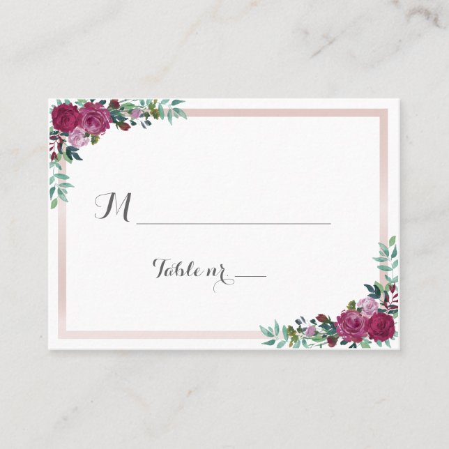 Begleitkarte für Burgund Floral Wedding (Vorderseite)