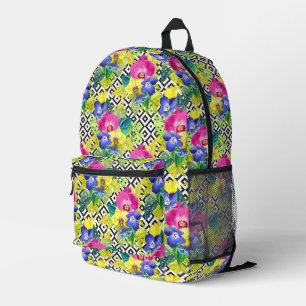 Begonia-Orchidee und Palme-Blätter Bedruckter Rucksack